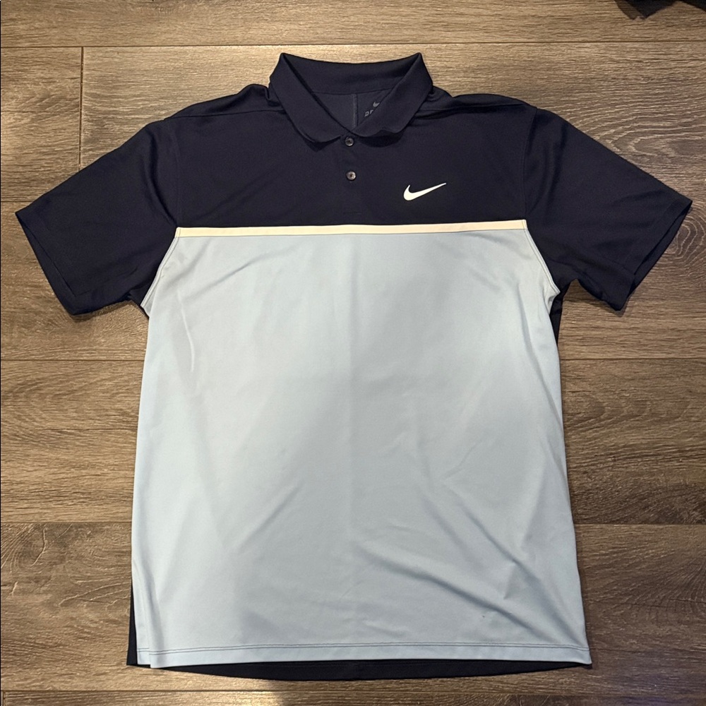 Nike Men's Polo Shirt in Navy and Light Gray